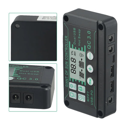Digital Display Waterproof MPPT Solar Charge Controller Adjustable Current Options 10A 100A Efficient Energy Utilization