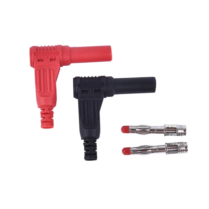 1 Pair 4mm Male Right Angle Insulation Wire Solder Type DIY Banana Plug Connector