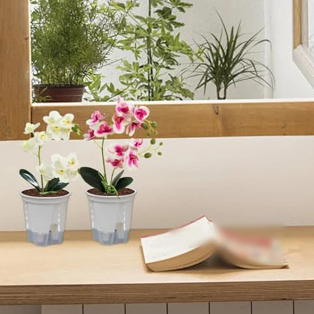 10pcs Self-watering Flower Pots Transparent Self Absorbing Water Storage Planters Flower Pots Breathable Orchid Tools