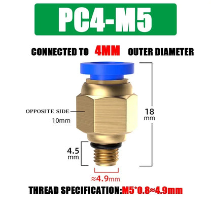 Pneumatic Fitting Air Connector PC 4mm 6mm 8mm 10mm 12mm Thread 1/8" 1/4" 3/8" 1/2" Hose Fittings Pipe Quick Connectors