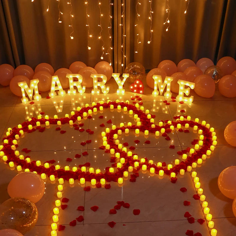 Flameless LED Tealight Candle Heart Shape 48/1PCS