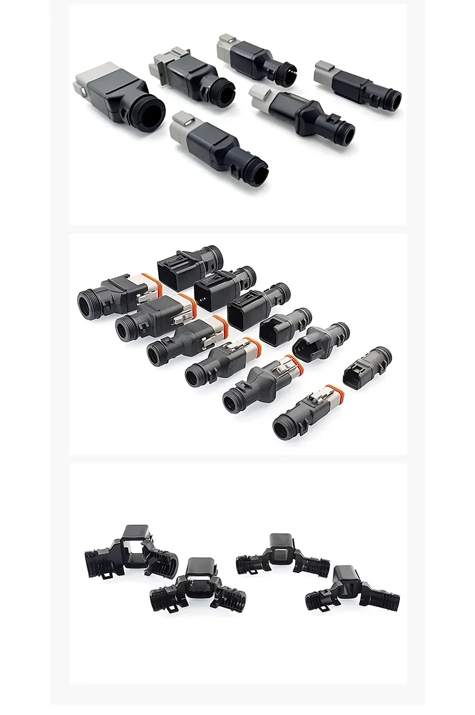 2-12P DT Connector Male Female Tail Clip Set 1011-235-0405 with Corrugated Pipe Harness Protective Sheath