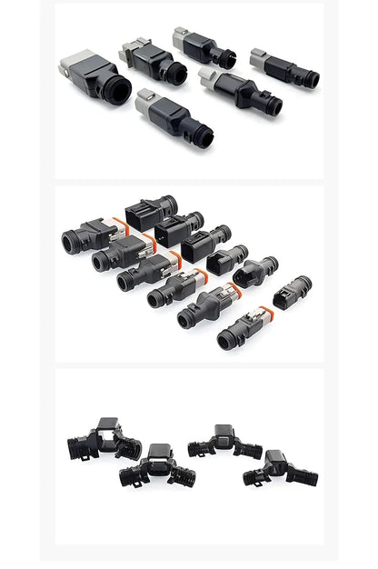 2-12P DT Connector Male Female Tail Clip Set 1011-235-0405 with Corrugated Pipe Harness Protective Sheath