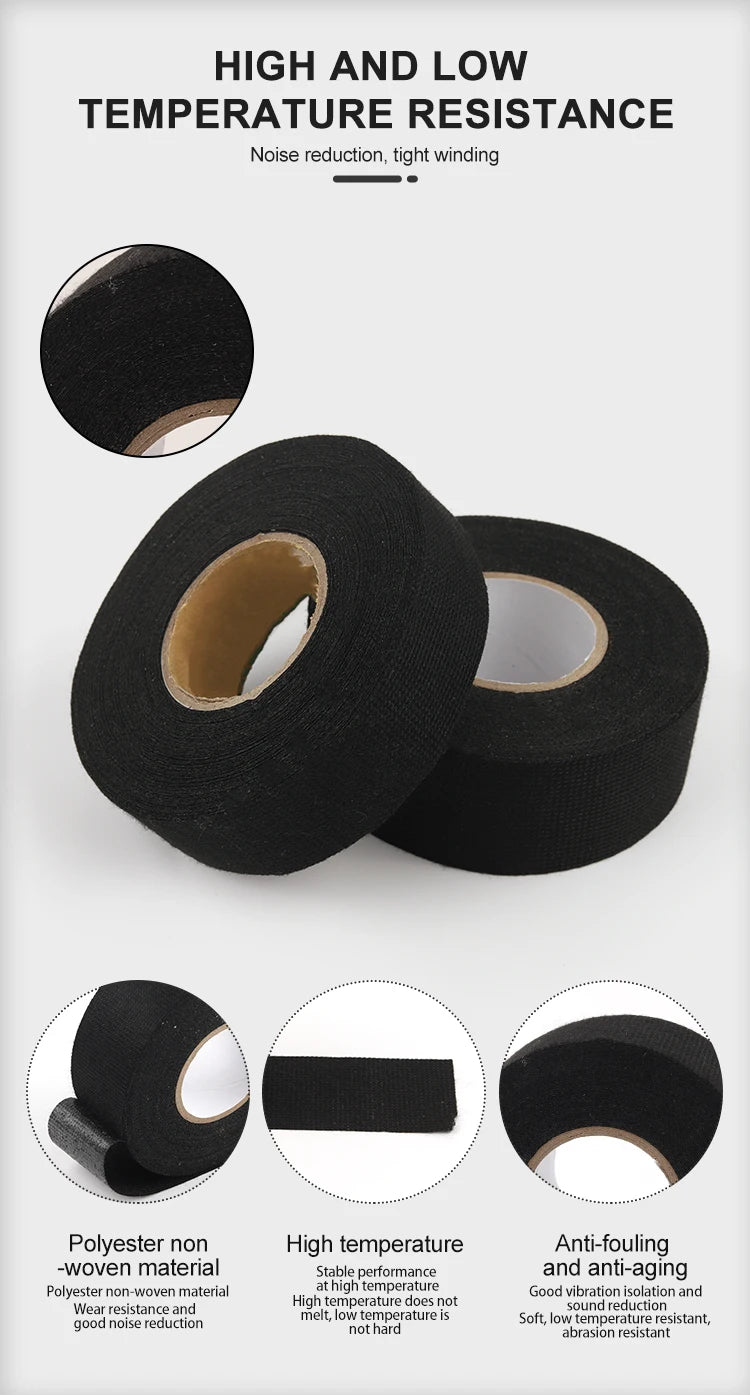 15m High Temperature Resistant Flame Retardant Velvet Electrical Tape for Car Engine Compartment Insulation