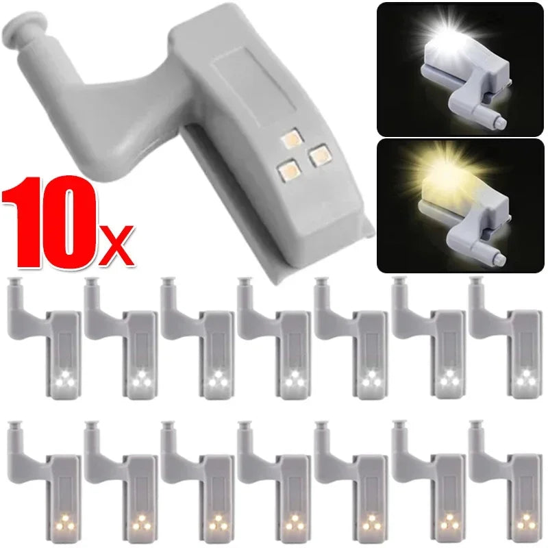 10/1Pcs Universal Inner Hinge LED Lamp Wireless Under Cabinet Sensor Night Lights Cupboard Closet Wardrobe Kitchen Bedroom Lamps