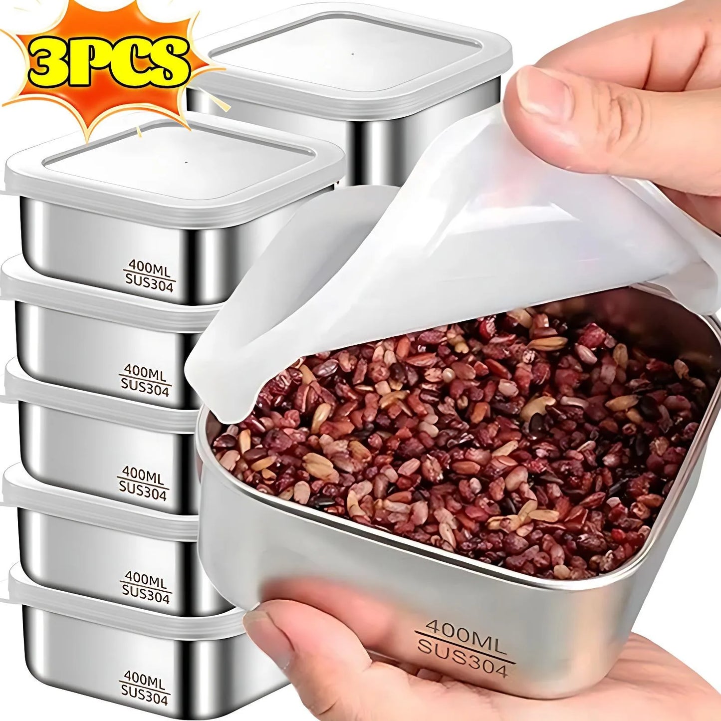 Stainless Steel Food Container with Cover Small Thicken Fresh-keep Food Fruit Lid Sealed Storage Box Kitchen Fridge Organizer