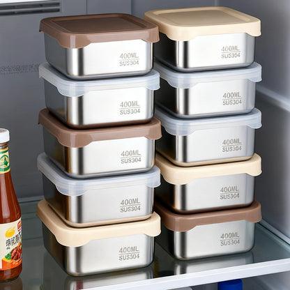 Stainless Steel Food Container with Cover Small Thicken Fresh-keep Food Fruit Lid Sealed Storage Box Kitchen Fridge Organizer