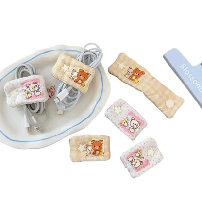Portable Charging Cable Organizer – Cartoon Data Cable Storage Clip for Cable Management (Compatible with Rilakkuma / Mashumaro)