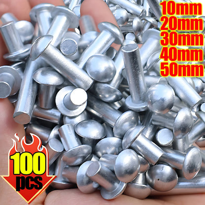 Aluminum Alloy Half Round Head Rivets — Hammer Drive Tapping Expansion Core Rivet Knock Type Fastener