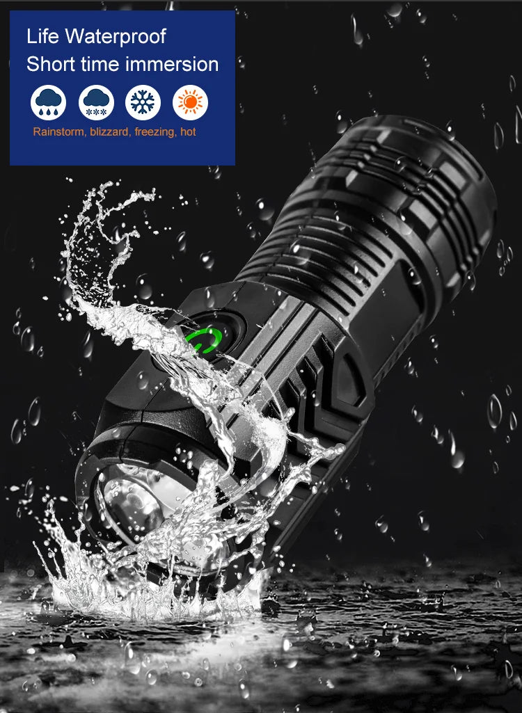 New Ultra Powerful Flashlight 3 Core LED Mini Tactical Flashlight USB Rechargeable High Power LED Torch with  Hand Lamp