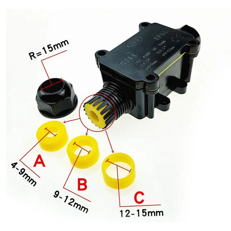 IP66 Waterproof Outdoor Junction Box 2/3 Way Electrical Cable Connector Case