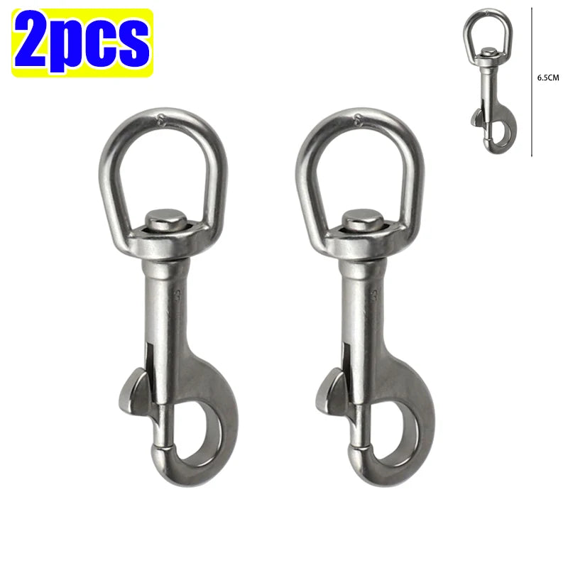 5/1pcs Stainless Steel Swivel Eye Bolt Spring Snap Hook Marine Diving D Ring Snap Hooks with Swivel for Scuba Diving Pet Leash