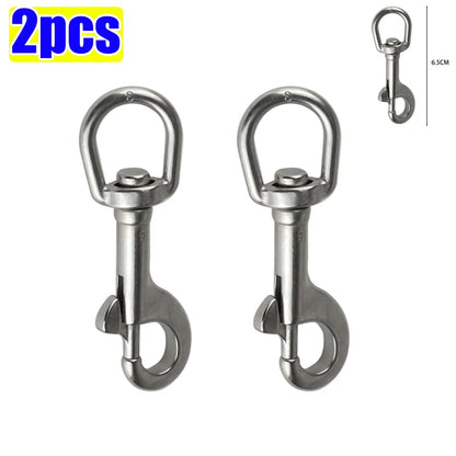 5/1pcs Stainless Steel Swivel Eye Bolt Spring Snap Hook Marine Diving D Ring Snap Hooks with Swivel for Scuba Diving Pet Leash