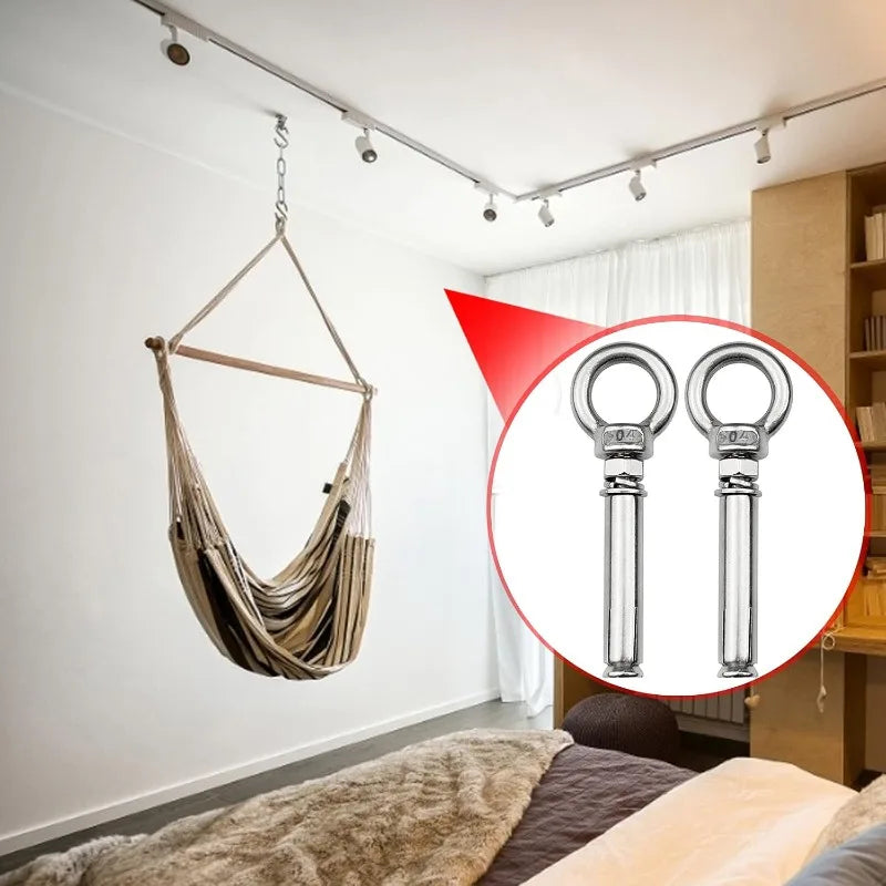 Heavy Duty Eyebolt M6 Stainless Steel Anchor Fastener Secure Concrete Lifting Ring Closed Hook Sleeve Wall Nut Hardware Fastener