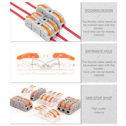 34/50pcs Lever Wire Connector Quick Connection 28-12 AWG 1-to-1 In-Line Compact Splice Insulated Terminal