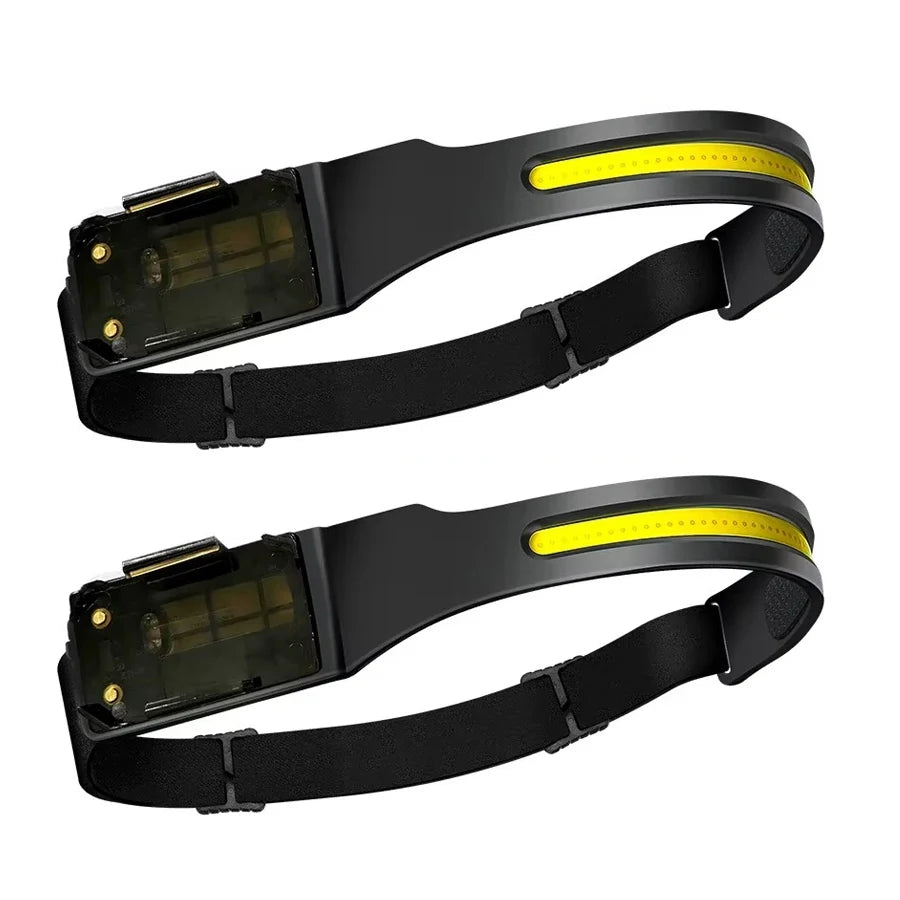 LED+COB Dual Light Source Induction Headlight Detachable 2-in-1 Flashlight 9-level Dimming Outdoor Multifunctional Fishing Torch