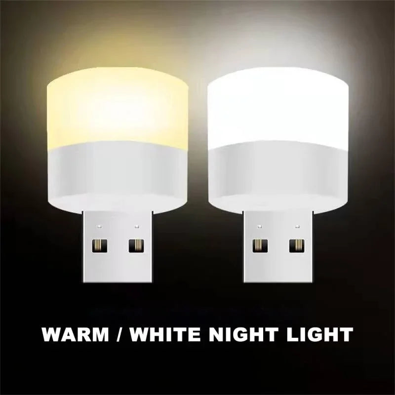 1-20PCS Mini USB LED Plug Lamp Portable Eye Protection Book Reading Light Small Round Car Bulb Computer Mobile Power Lamps
