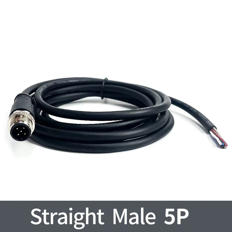2m M12 Waterproof Sensor Cable Male & Female Connector 4/5/8/12 Pin Integrated Injection Molded