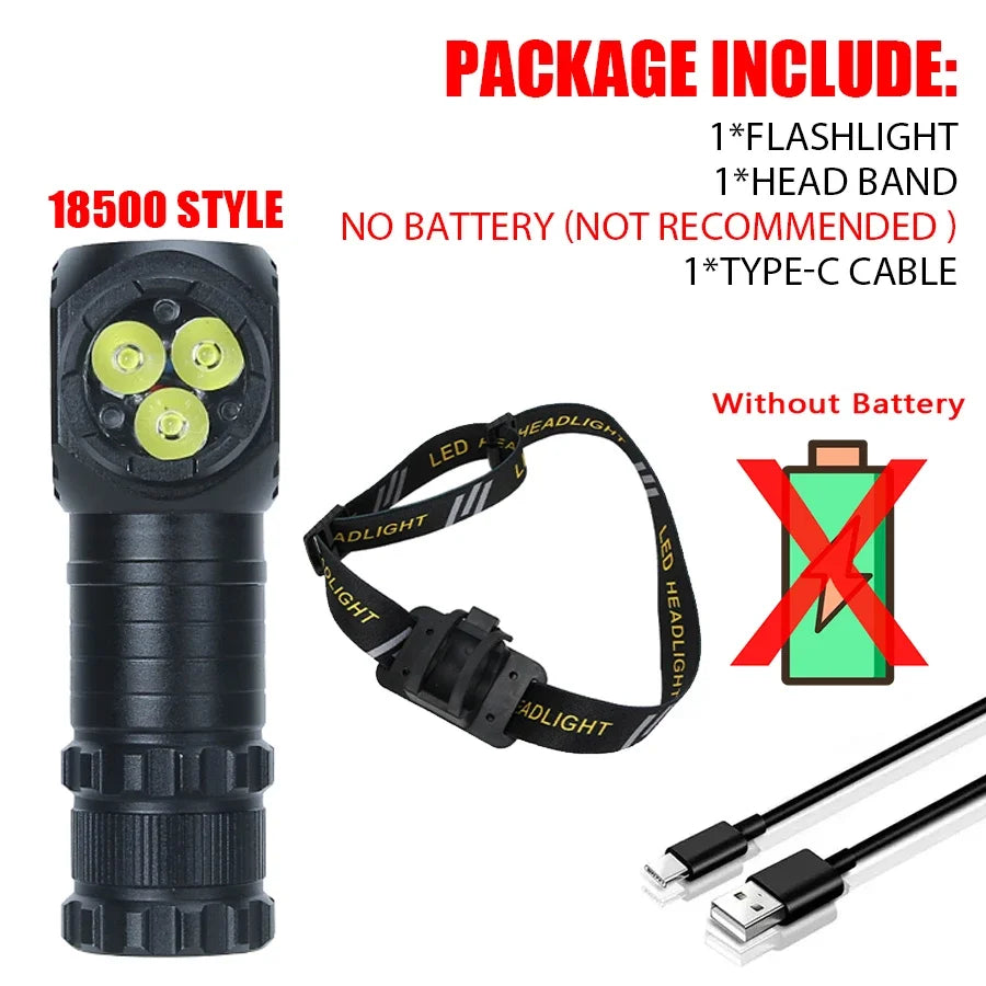 High Power 3LED Headlamp 1300LM with Magnet for 18650/18500 Battery