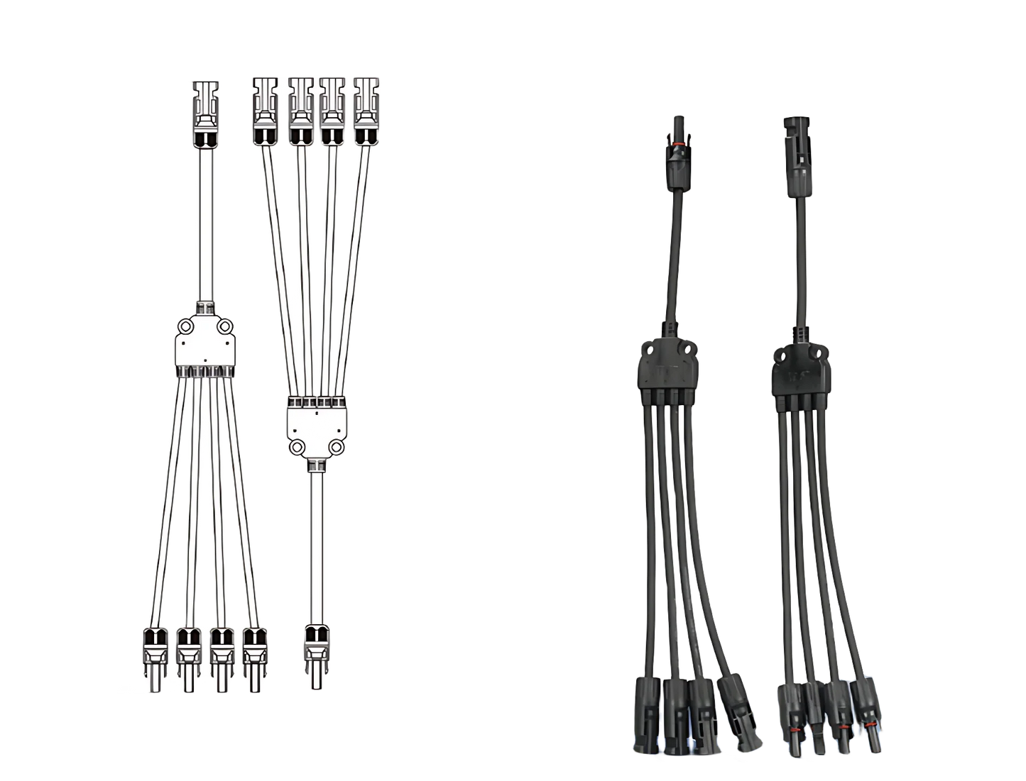 DC PV Y Branch Photovoltaic Solar Connector 1000V 30A Male Female 3-Way 4-Way 5-Way Plug 1 to 2/3/4 Adapter