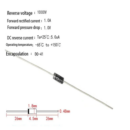 50pcs/lot 1N4007 1A 1000V DO-41 Rectifier Diode 4007 for Electronics Projects