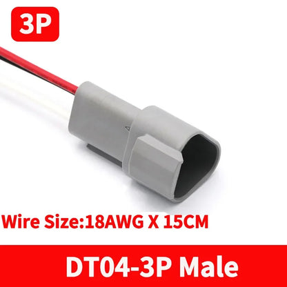 Deutsch DT Waterproof Connector with 15cm Wire DT06-2S DT04-2P 2/3/4/6/8/12 Pin 16-22AWG