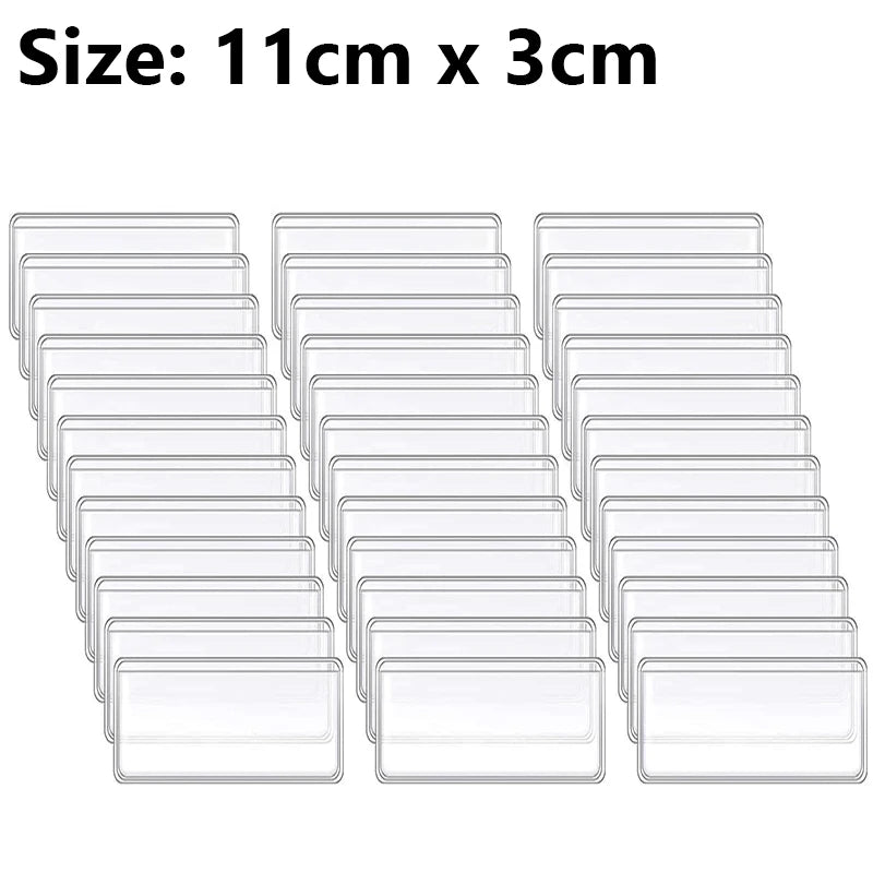 4-60PCS Clear Self-Adhesive Label Bag Identification Cards Holder Shelf Tag Pocket Label Holder Classification Warehouse Storage