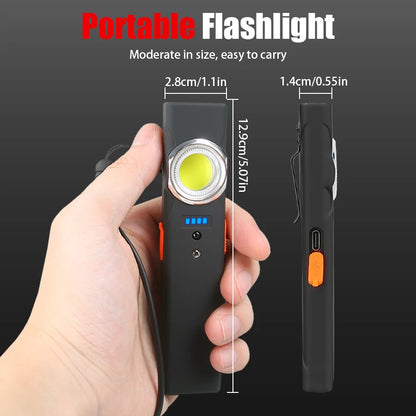 EDC LED Flashlight with Pen Clip Magnetic Rechargeable Work Light