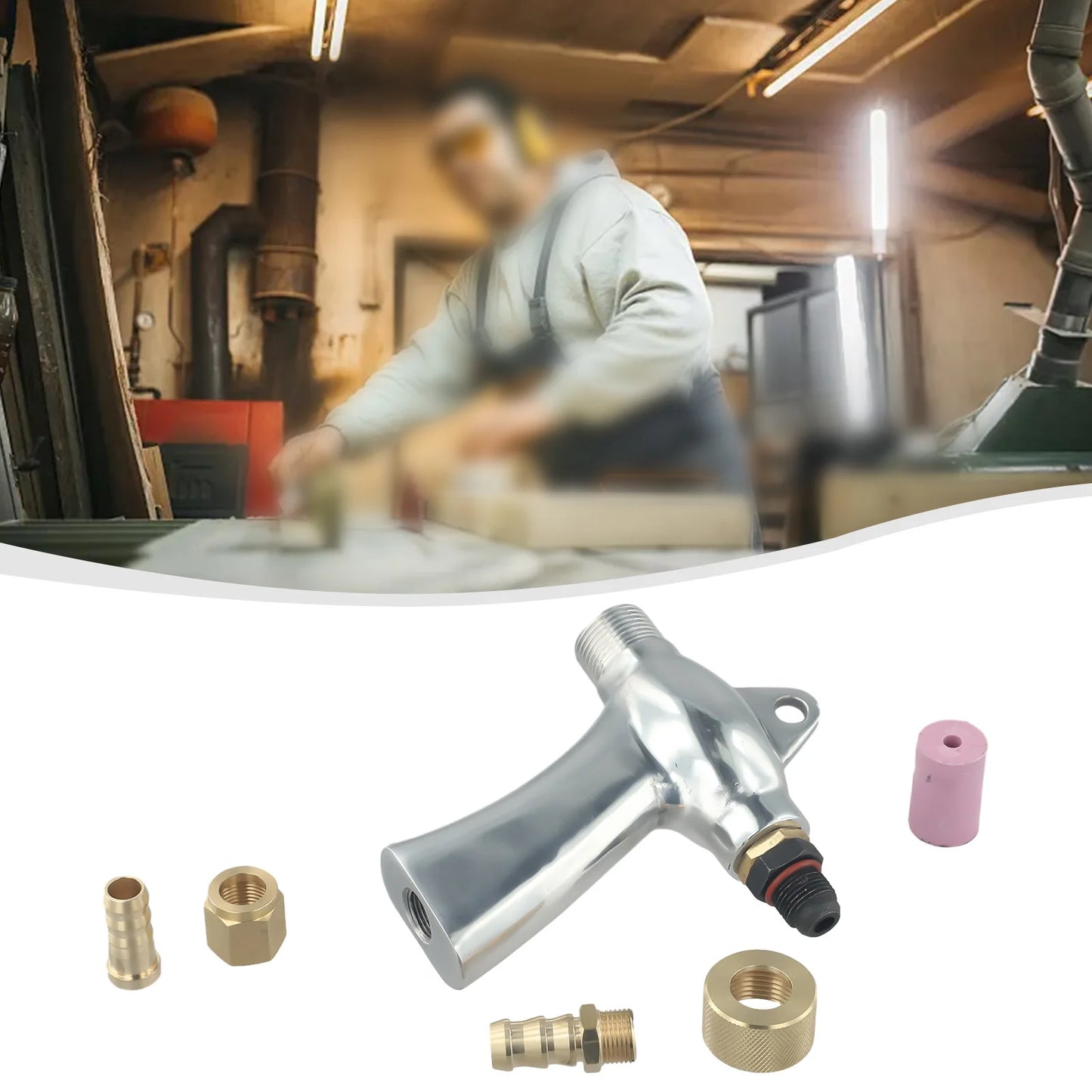 Multi Nozzle Sandblasting Tool Kit with 5 Ceramic Nozzles for Rust and Paint Removal on Metal and Glass with Ergonomic Design