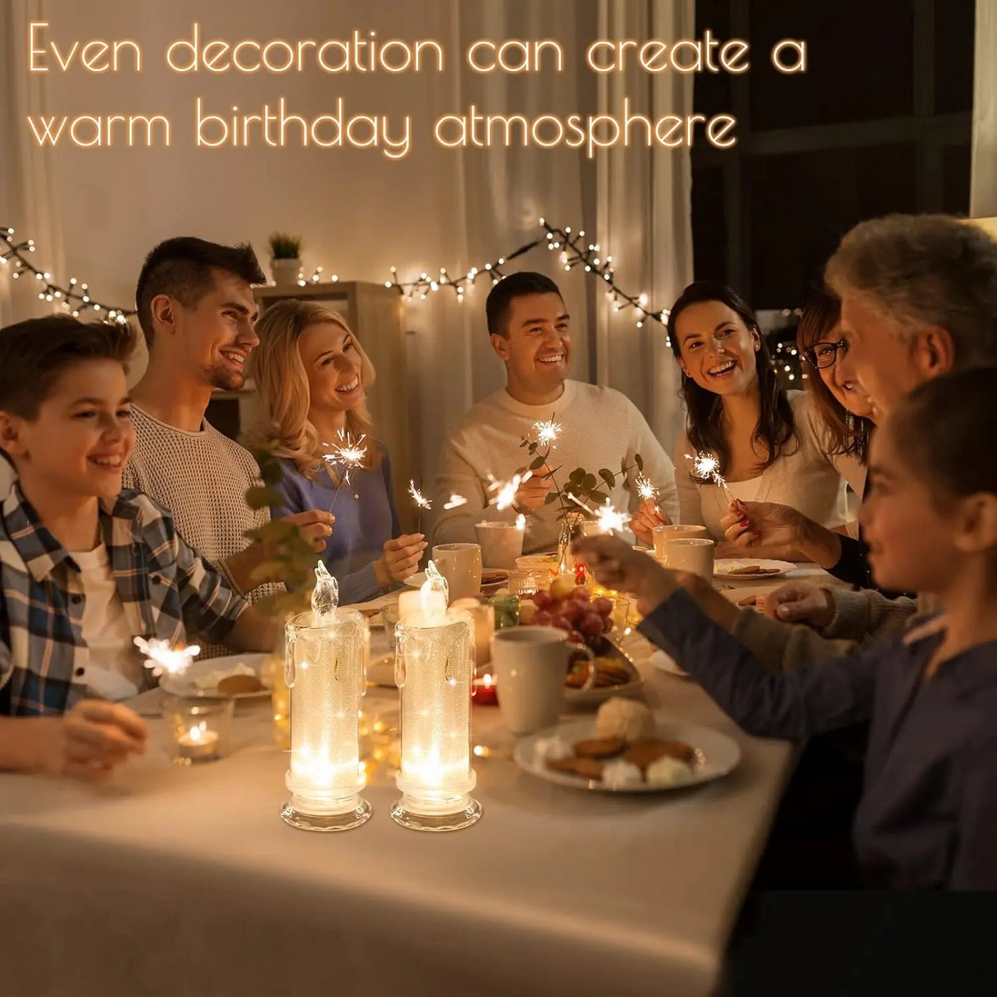 Crystal LED Flameless Candle Light Battery Night Lamp Wedding Decor