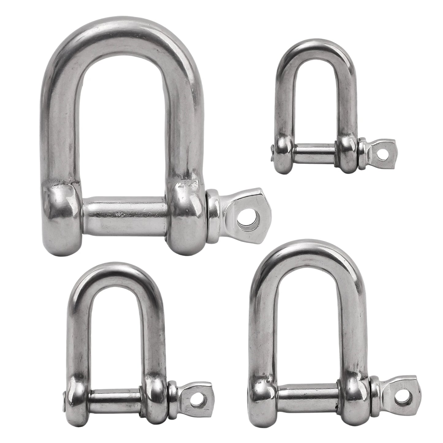 Stainless Steel D Link Shackle Ring Hooks Lifting Shackle Lock Wire Rope Clips D-Type Rigging Shackle Hooks Boat Hardware Tools