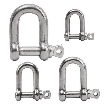 Stainless Steel D Link Shackle Ring Hooks Lifting Shackle Lock Wire Rope Clips D-Type Rigging Shackle Hooks Boat Hardware Tools