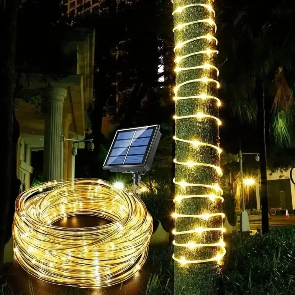 2026 Christmas Decoration Solar LED Outdoor Light String, Garden Terrace Wedding Party Tree Rope Fairy Tube