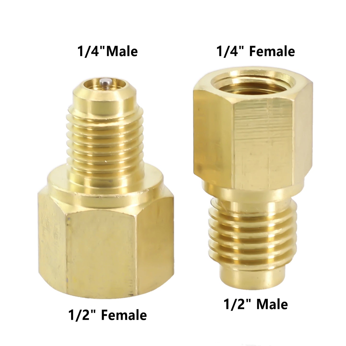 2pcs R12 To R134a R134a To R12 Adapter 1/4 Female Flare 1/2 Acme Male Valve Kits Brass Leak-proof Adapter