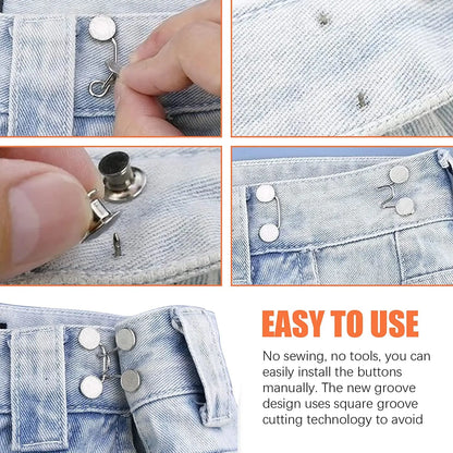 Adjustable Waist Extender Button Set for Jeans No-Sew Buckle 5/1Set