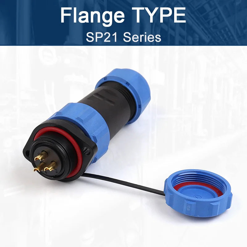 SP21 Nut Flange Docking Waterproof Aviation Connectors 2/3/4/5/7/9/12 Pins Panel Mount Cable Wire IP68 Male Female Plug Socket
