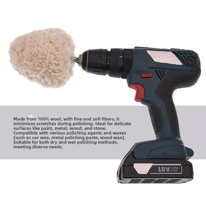 140*100mm / 5.51*3.93inch Wool Buffing Wheel Ball Hex Shank Wool Polishing Wheel For Paint Metal Wood And Stone