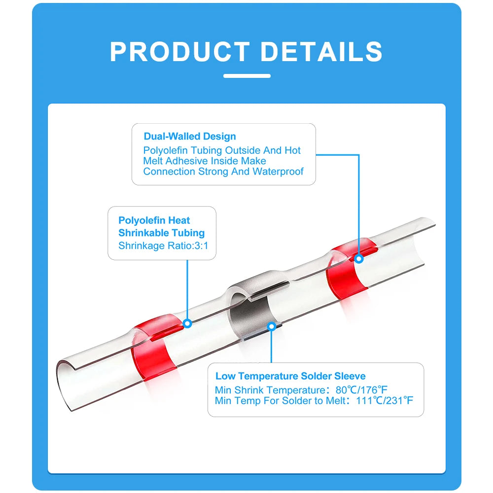 Welding Ring Heat Shrink Terminal, IP67 Waterproof Electrical Connector, Heat Shrink Tube Wire Connection Terminal