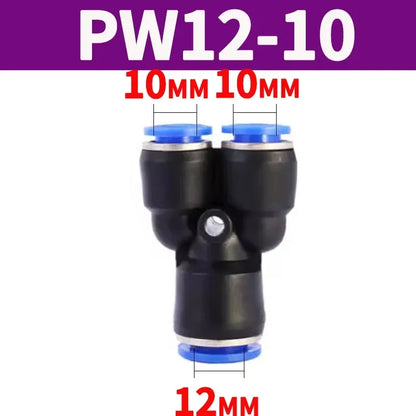 Pneumatic Push-to-Connect Fittings Kit Y W Shaped Air Water Oil Hose Connectors for Nylon Polyurethane Tubing
