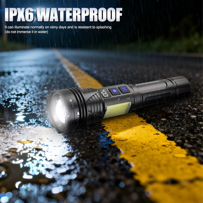 Outdoor Rechargeable RGB Led Flashlight Zoomable Torch Strong Light 11 Mode Tactical Lamp for Camping Fishing Emergency Lantern