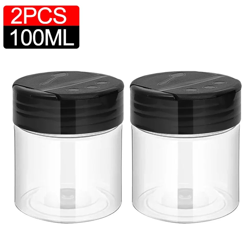 1/10Pcs Plastic Spice Jars with Shaker Lids Kitchen Empty Salt Pepper Condiment Powder Barbecue Seasoning Bottles Container