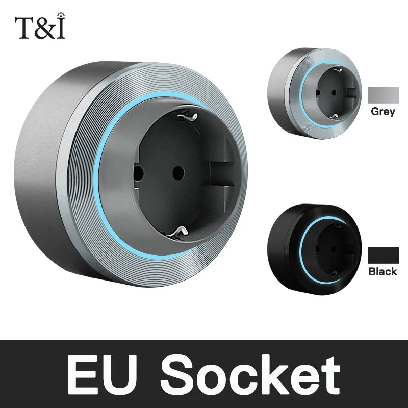 Wall-Mounted Power Track Outlet Rail Modular Sliding Socket Strip with USB-C US EU UK Adapters Grey Black for Office Home