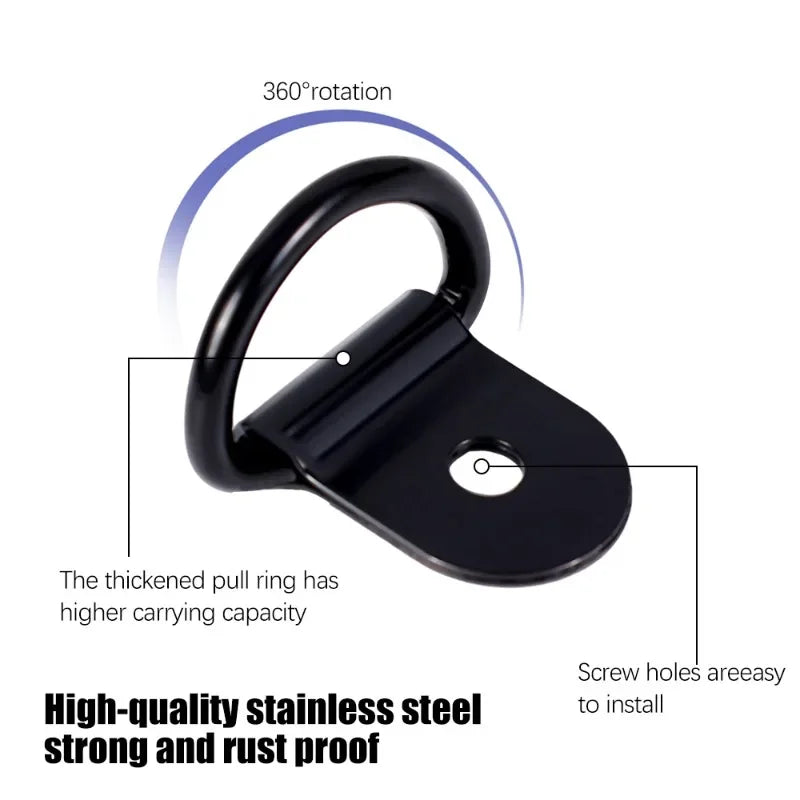 20/10pcs Stainless Steel D Shape Pull Hook Tie Down Anchors Ring Iron Cargo Tie Down Ring Car Truck Trailers RV Boat Accessories