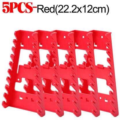 Red Wrench Organizer Plastic Wrench Organizer Tray Sockets Storage Tools Rack Sorter Standard Spanner Holders Wrench Holder
