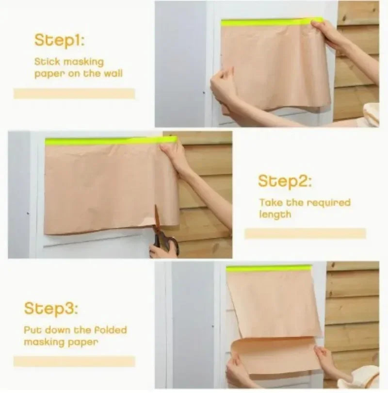 Pre-Taped Masking Film for Automotive Paint Kraft Paper 0.1/0.15/0.2m x 15m