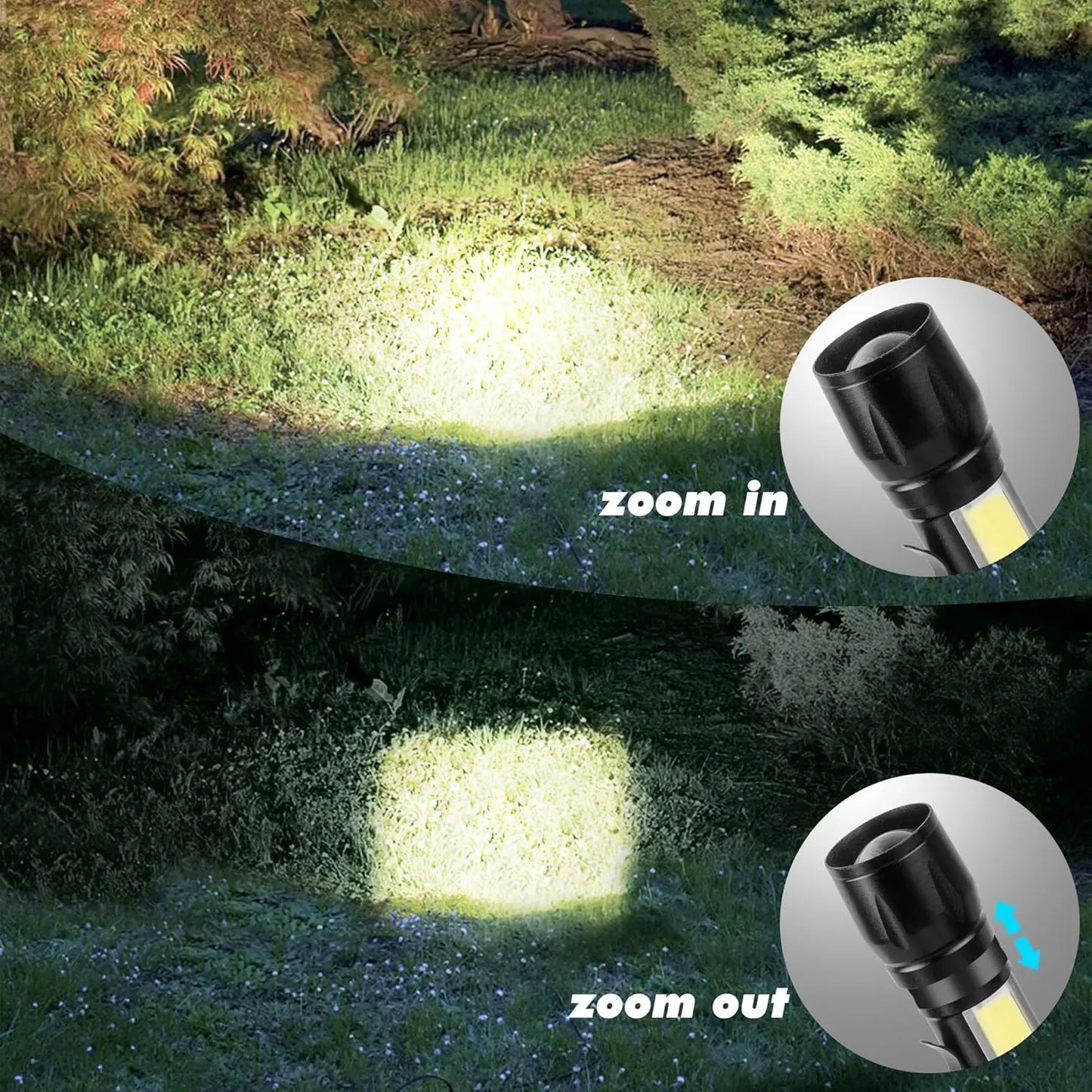 COB+XPE Mini LED Pocket Flashlight with Pen Clip Portable USB Rechargeable Torch Outdoor Zoomable Light Tactical Lantern Lamp