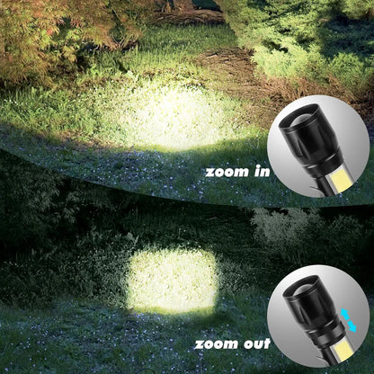 COB+XPE Mini LED Pocket Flashlight with Pen Clip Portable USB Rechargeable Torch Outdoor Zoomable Light Tactical Lantern Lamp