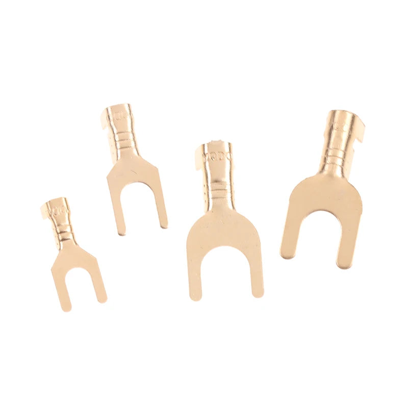 50pcs U-Shaped Brass Grounding Lug Fork Terminal Connector
