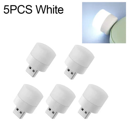 1-20PCS Mini USB LED Plug Lamp Portable Eye Protection Book Reading Light Small Round Car Bulb Computer Mobile Power Lamps