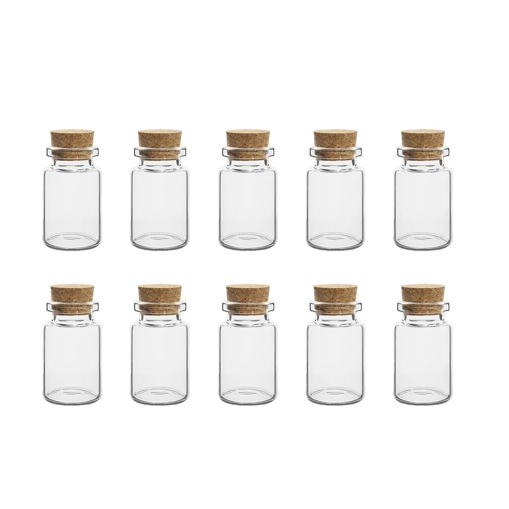 Mini Glass Bottles with Cork Stoppers — 5ml to 20ml Vials, 10pcs